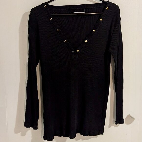 A Pea in The Pod x Grey State Maternity Henley Long Sleeve Shirt (Black) - Picture 2 of 13